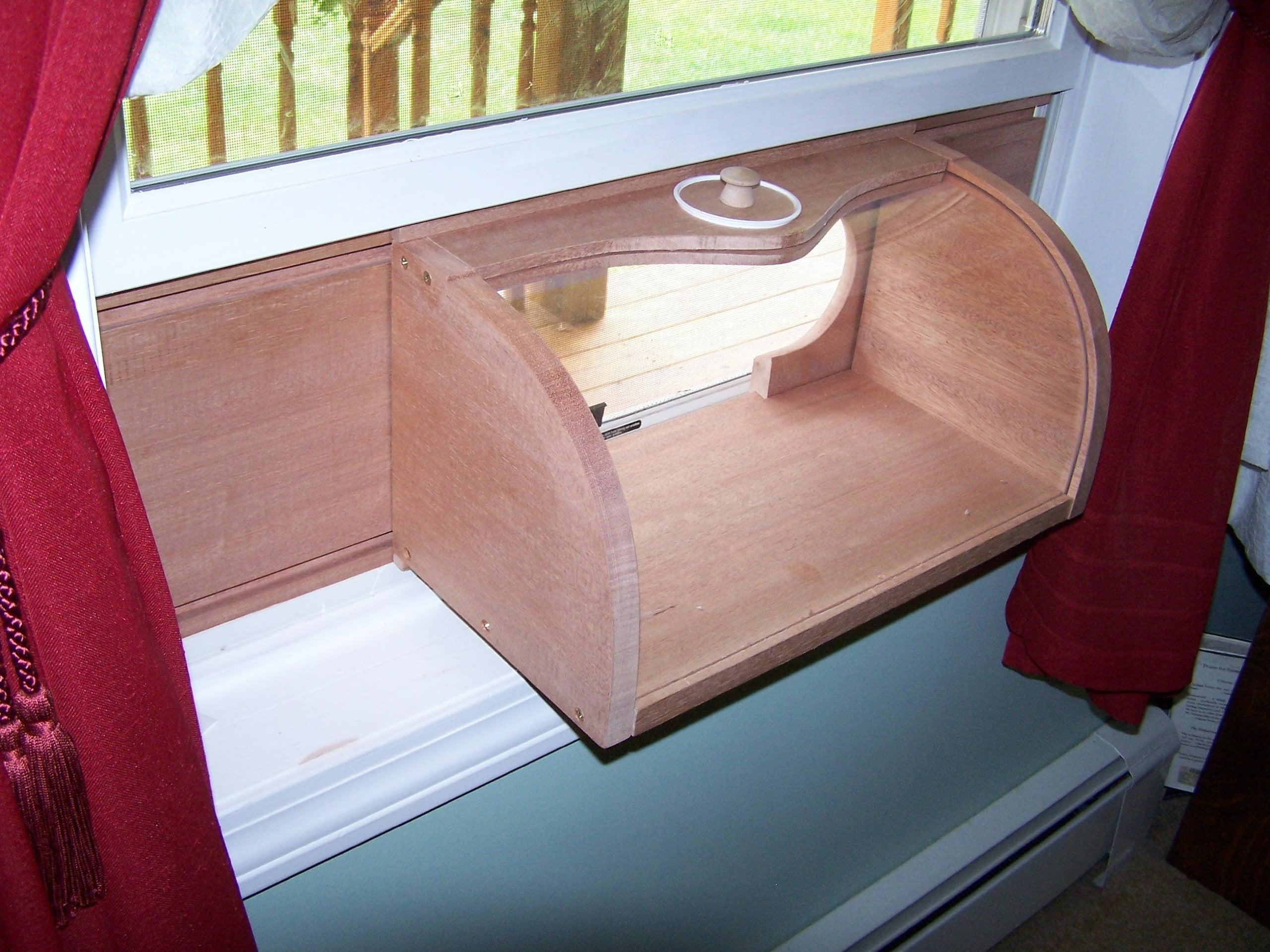 Mahogany Wood Hanging Window Bird Feeder Box