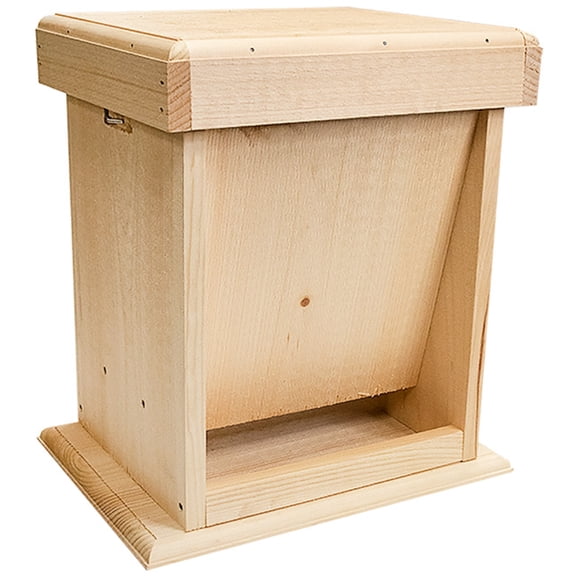 Wooden Wildlife Feeder - Outdoor Hopper Feeder for Backyard Animals, 5 Quart Capacity - Dual-Sided Ground or Post Mount Feeder Made in USA from Eastern White Pine - For Squirrels, Ducks & More