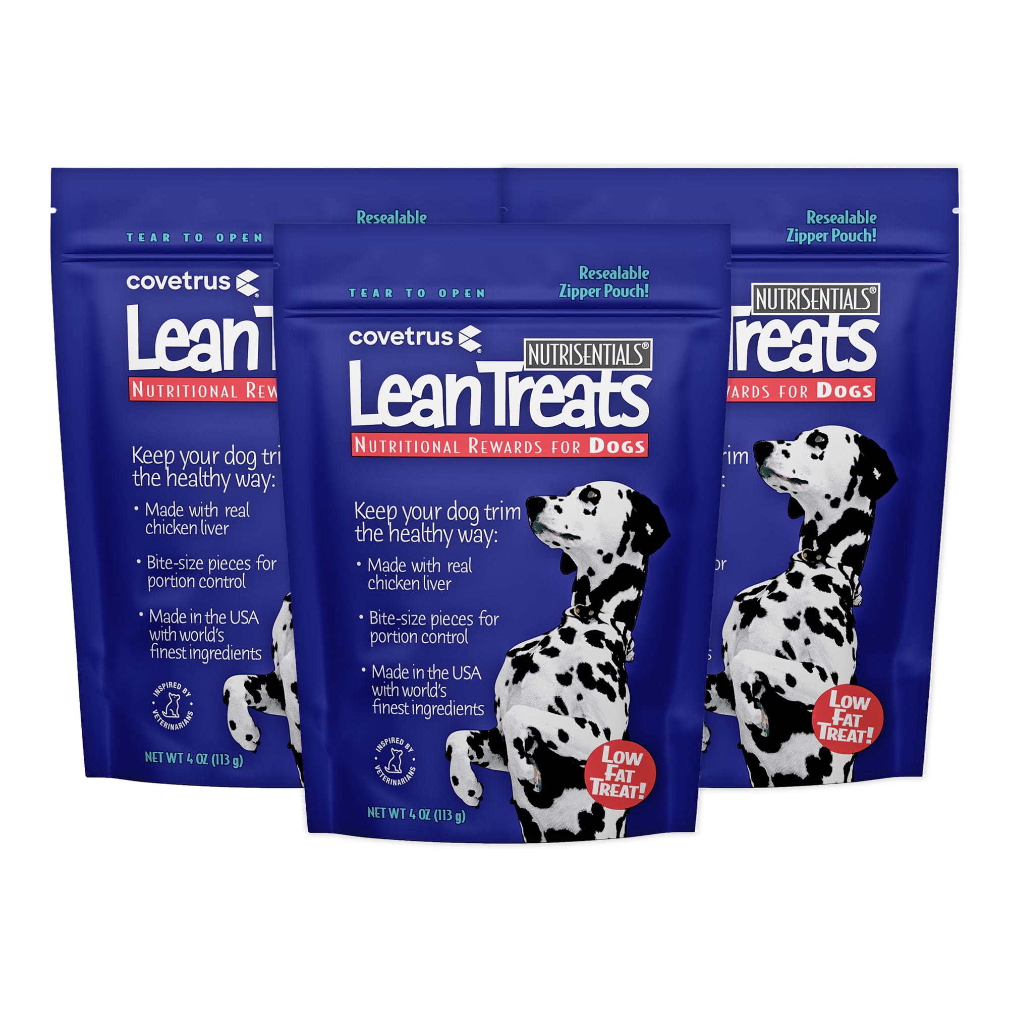 Covetrus Nutrisential Lean Treats for Dogs - Soft Dog Treats for Small & Medium Dogs - Nutritional Low Fat Bite Size K9 Treats - Chicken Flavor - 3 Pack - 4oz