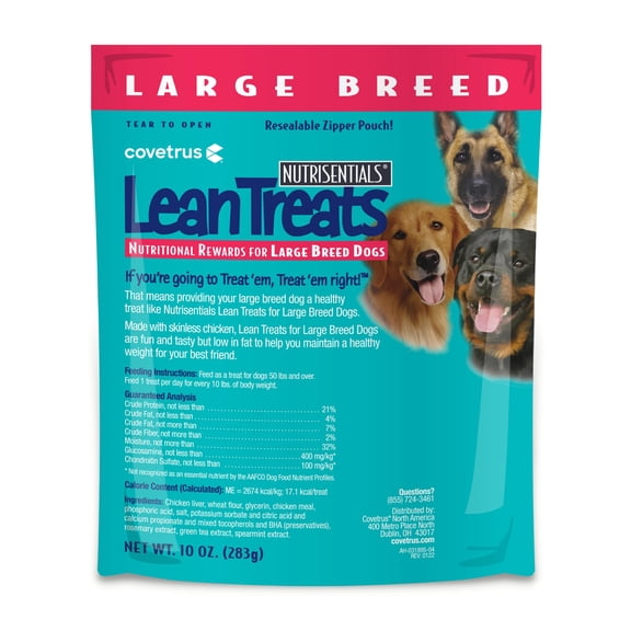 Covetrus Nutrisential Lean Treats for Large Dogs - Soft Dog Treats for Large Dogs - Nutritional Low Fat Bite Size - Chicken Flavor - 10oz