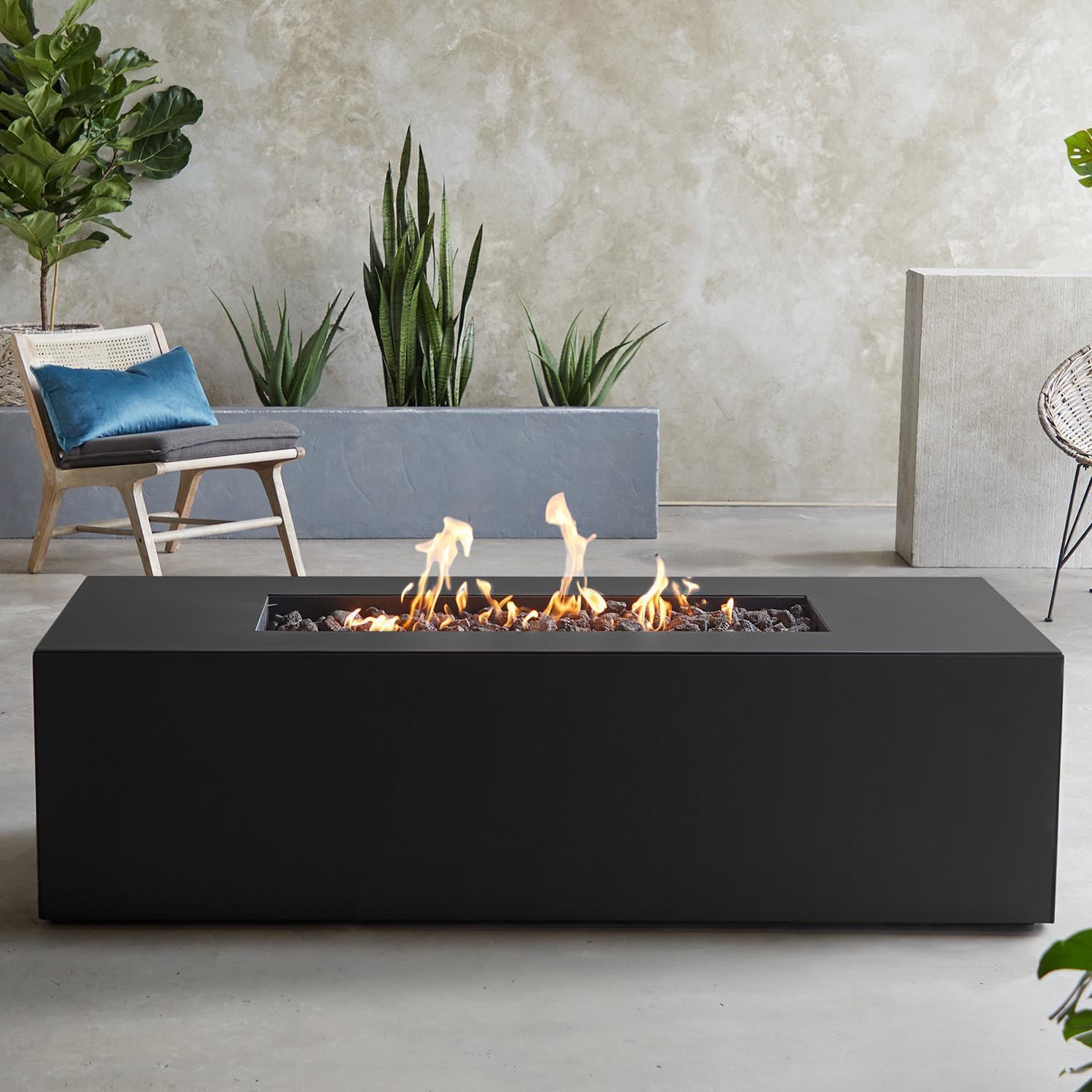 Covewood 72 Inch Rectangular Aluminum Propane Fire Pit Table in Charcoal by BBQGuys Signature