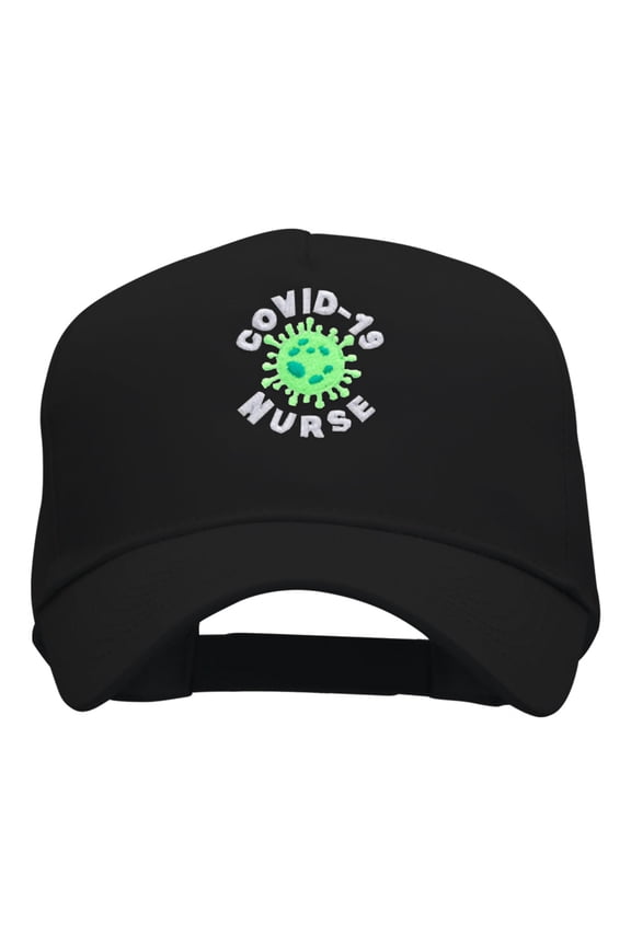 Covid Nurse Embroidered Cotton Twill Cap - Black OSFM