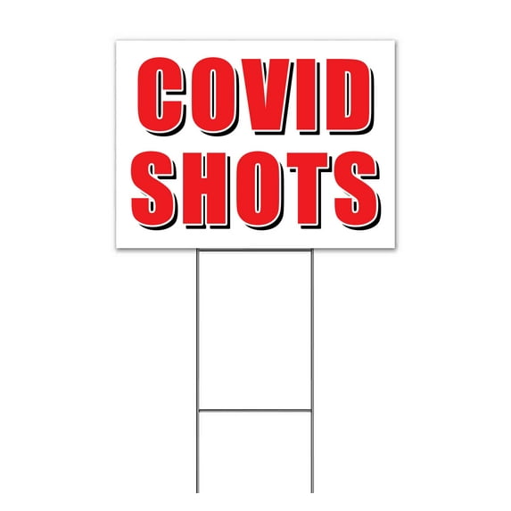 Covid Shots Red (18" x 24") Yard Sign, Includes Metal Step Stake