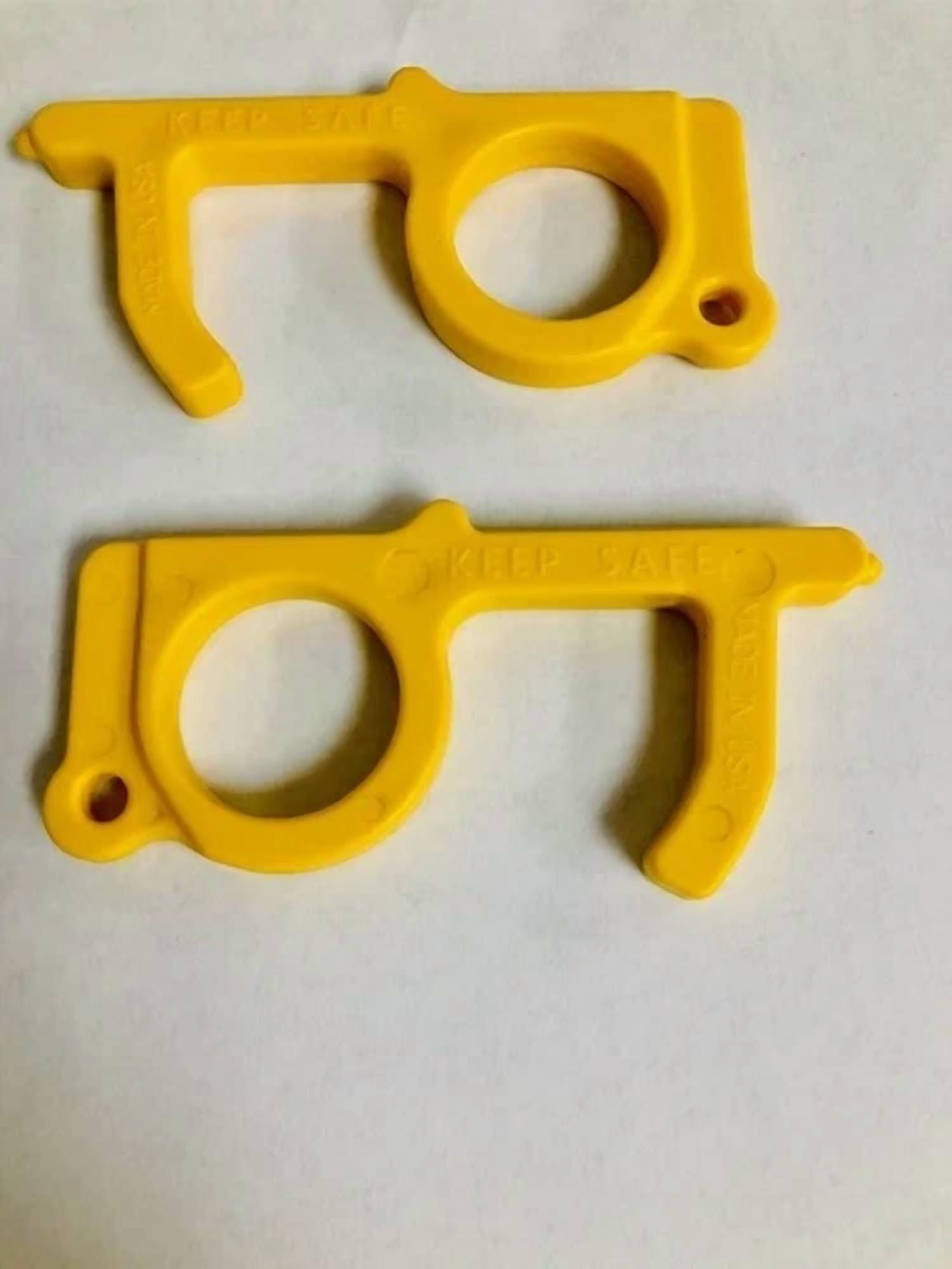 Covid Virus No Contact Door Opener Button Pusher Keychain Yellow