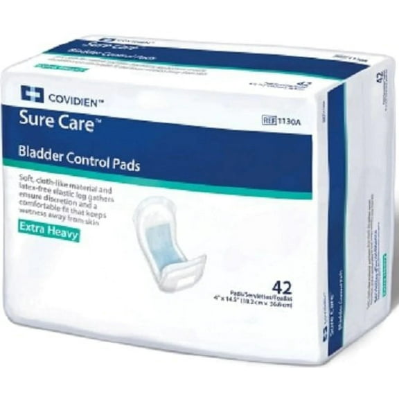 Covidien 1130A Sure Care Bladder Control Pads, Extra Heavy Absorbency, 4" X 14-1/2" Size (Pack Of 168)