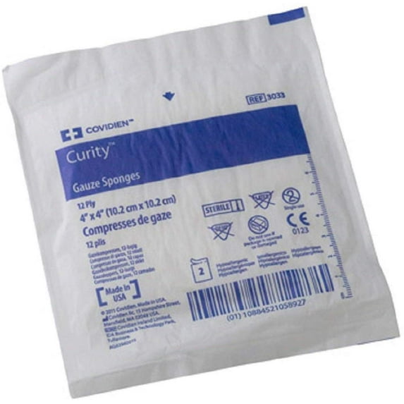 Covidien 2187 Curity Gauze Sponges 4 in. x 4 in. Sterile (Box of 50)