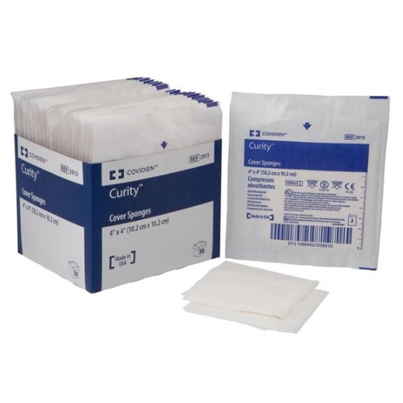 Covidien 2913 Curity Cover Sponge, Sterile 2's in Peel-Back Package, 4" x 4" (Pack of 50)