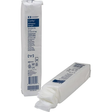 Covidien 9022 Curity Nonwoven Sponge Polyester / Rayon 4-Ply 2 X 2 in. Square NonSterile (3 Bags of 200)
