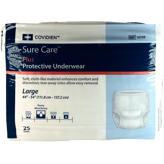 Covidien Adult Absorbent Underwear Sure Care Pull On Disposable Large 50 Count