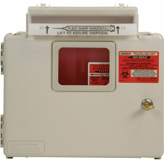 Covidien Biohazard Wall Cabinet for Sharp Objects w/ Lid 5 Quart SWMU100609