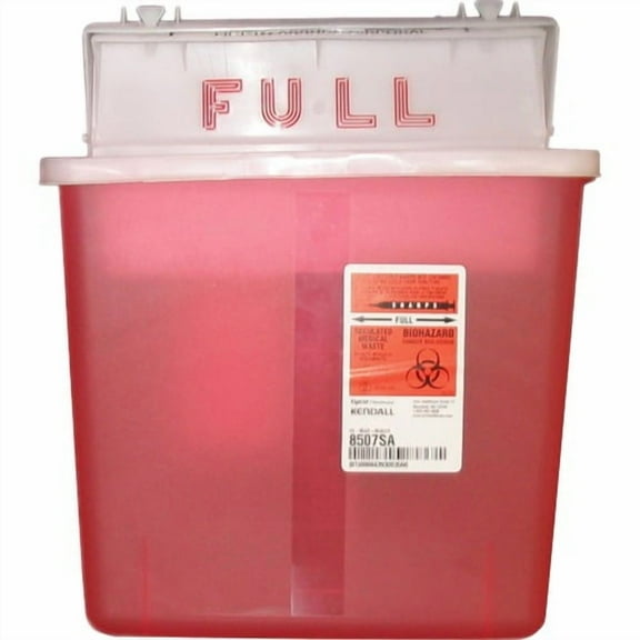 Covidien Sharpstar 5 Quart Sharps Container with Lid - 1.25 gal Capacity - Rectangular - 11" Height x 10.8" Width x 4.8" Depth - Red - 1 Each | Bundle of 2 Each