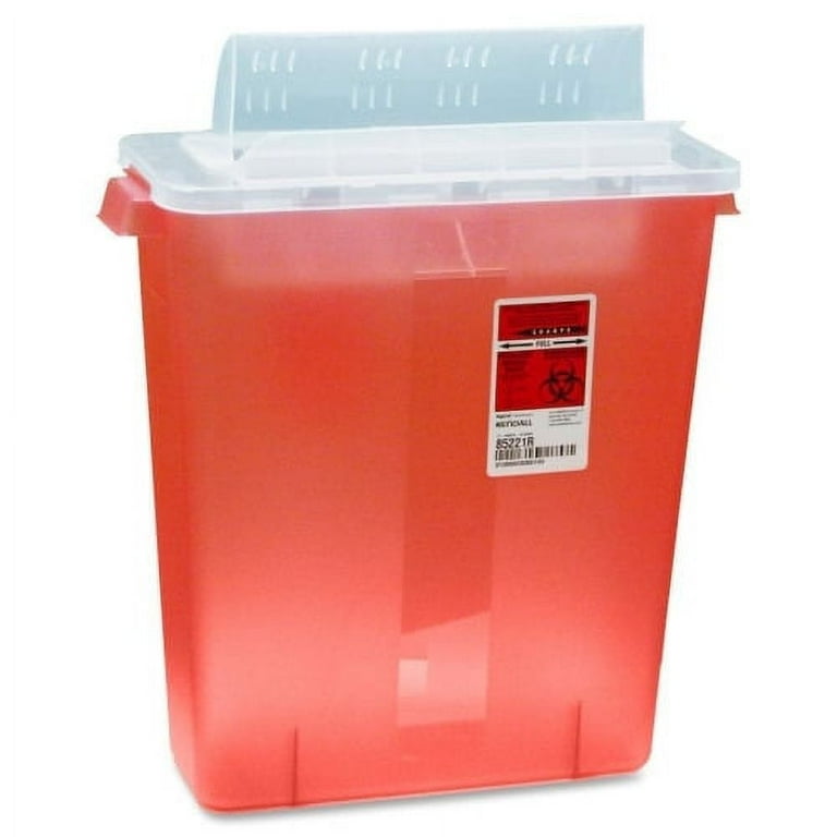 Covidien Transparent Red Sharps Container - 3 gal Capacity - 16.3 Covidien Transparent Red Sharps Container - 3 gal Capacity - 16.3