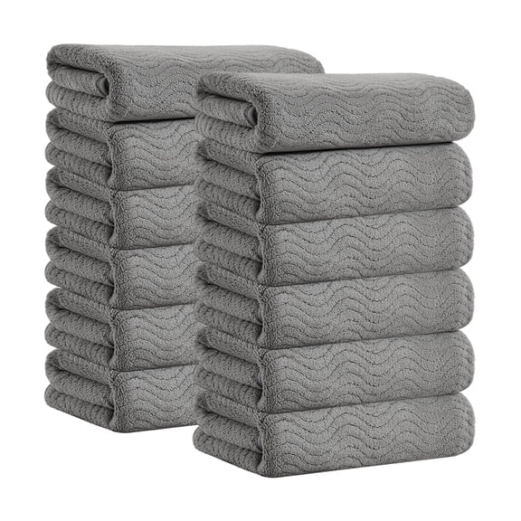 Covina Home 12 Pack Gary Hand Towel Set, Oversized Ultra Soft Microfiber Bathroom Bath Hand Towel Set Adult Luxury Lightweight Cozy Collection