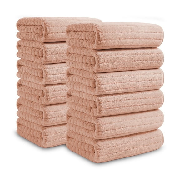 Covina Home 12 Pack Orange Hand Towel Set, Oversized Ultra Soft Microfiber Bathroom Bath Hand Towel Set Adult Luxury Lightweight Cozy Collection