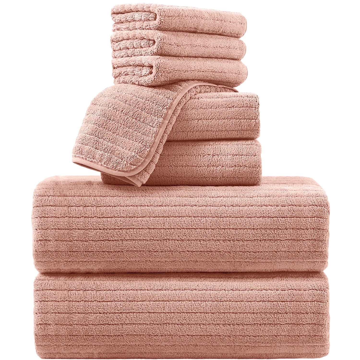 Covina Home 8 Piece Dark Orange Bath Towel Set Microfiber Bathroom Towel Set Ultra Soft Plush Oversized Towels Adult Luxury Bath Sheet