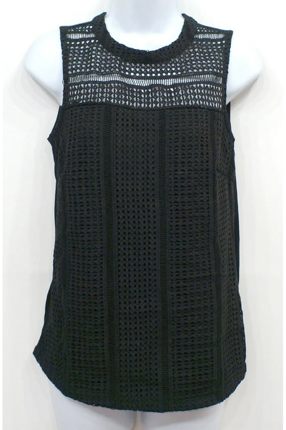 Essentials Black Sleeveless Crochet Tank Top Blouse Women's Small
