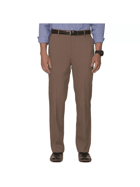Men's Flat Front Classic Fit The Perfect Pants Dress - (Chocolate, 34W x 34L)