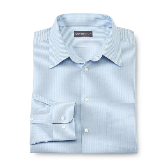 Covington Men's Oxford Striped Long Sleeve Dress Shirt- (Blue Stripe, Small 14-14 1/2 - 32/33)