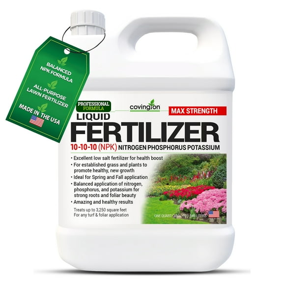 Covington Naturals Liquid Fertilizer for Lawns 10-10-10, All Purpose Plant Food 32 Ounces