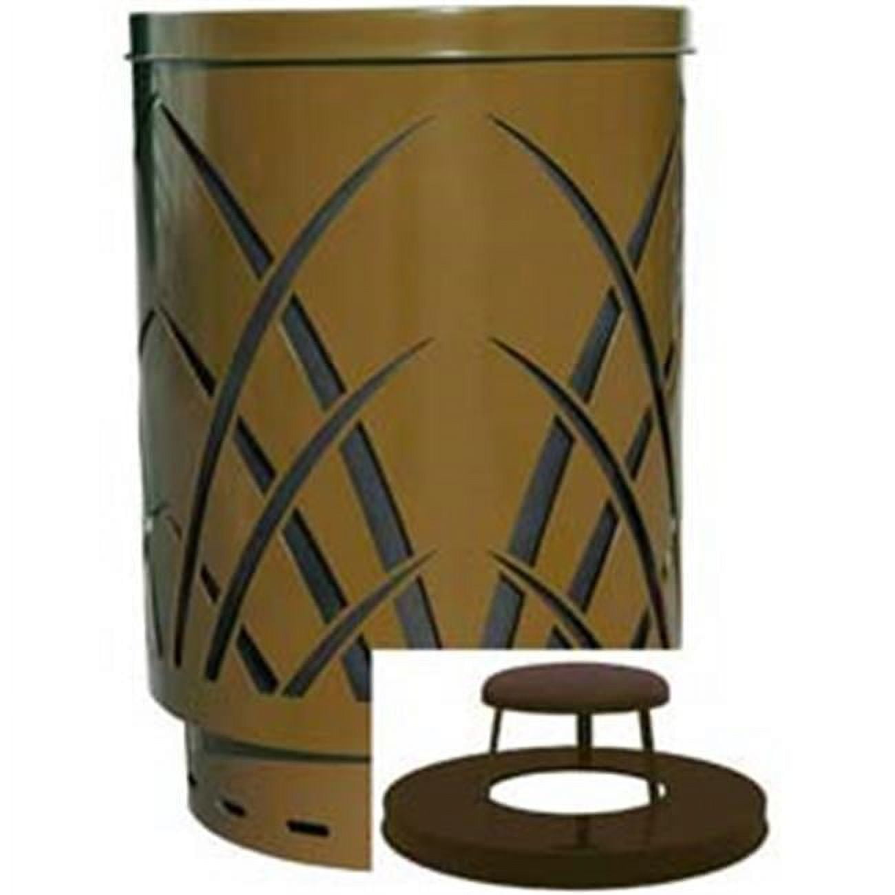 Covington Sawgrass 40 Gallon Steel Receptacle With Rain Cap Brown