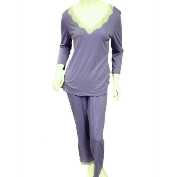 Covington Women Purple Pajamas Lightweight T-Shirt Feel Mid-Sleeve Pajama Set L