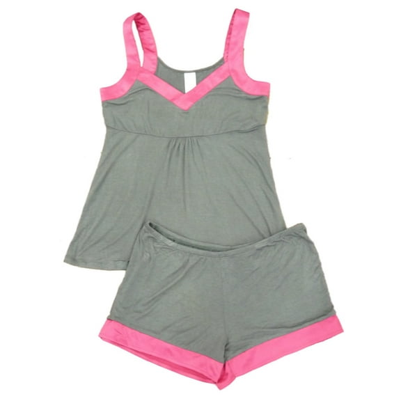 Covington Womens Gray & Pink Pajamas Lightweight Pajama Set Shorts & Tank Large