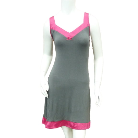 Covington Womens Gray Pink Sleep Shirt Jersey Knit Nightgown Nightie Chemise L