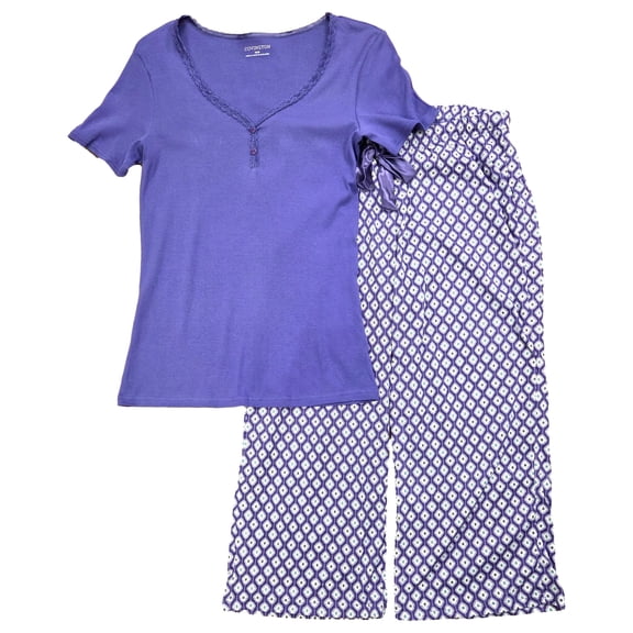 Covington Womens Purple Print Top & Medallion Bottoms Pajamas Sleep Set Medium
