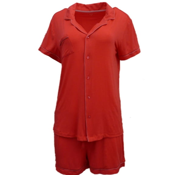 Covington Womens Red Pajamas Lightweight Pajama Shorts & Shirt 2 Piece Set Large
