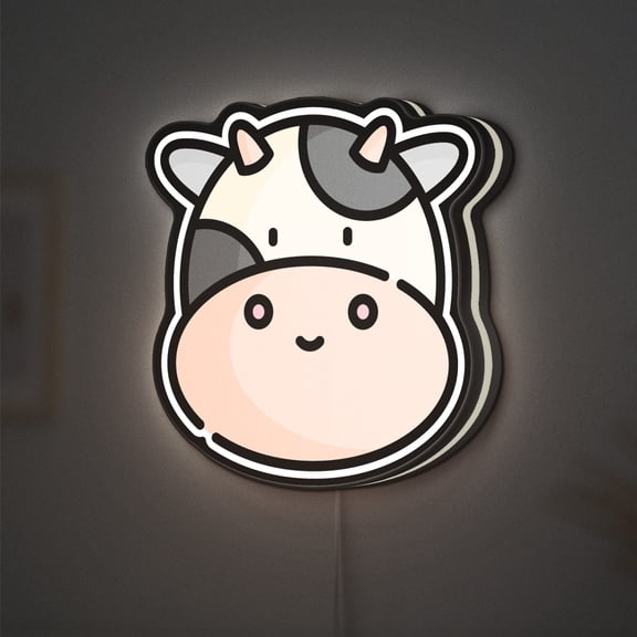 Cow 3D Novelty Light Box, Wildlife Wall Decor, Farmhouse Lighted Sign, Ideal for Country Home Lovers (Width 12 inch, 30cm)