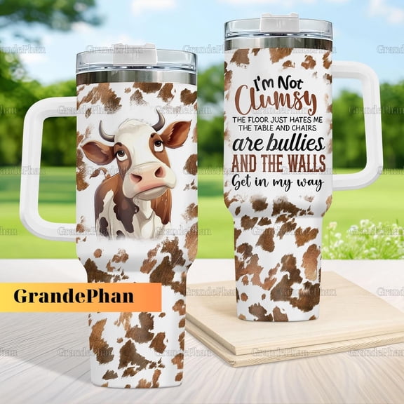 Cow 40oz Tumbler, Brown Cow Tumbler, Highland Cow Tumbler, Heifer Tumbler, Cute Cow Tumbler, Cow Tumbler For Women