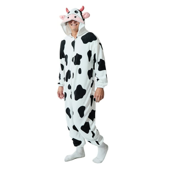 Cow Adult Hooded Kigurumi Onesie Costume Union Suit-XL