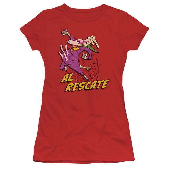 Cow And Chicken Al Rescate S/S Junior Women's T-Shirt Sheer Red