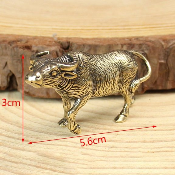 (Cow) Antique Miniature Animal Ornaments Figurines Vintage Brass Mini Animals Statue Desk Ornaments Home Feng Shui Decor Crafts