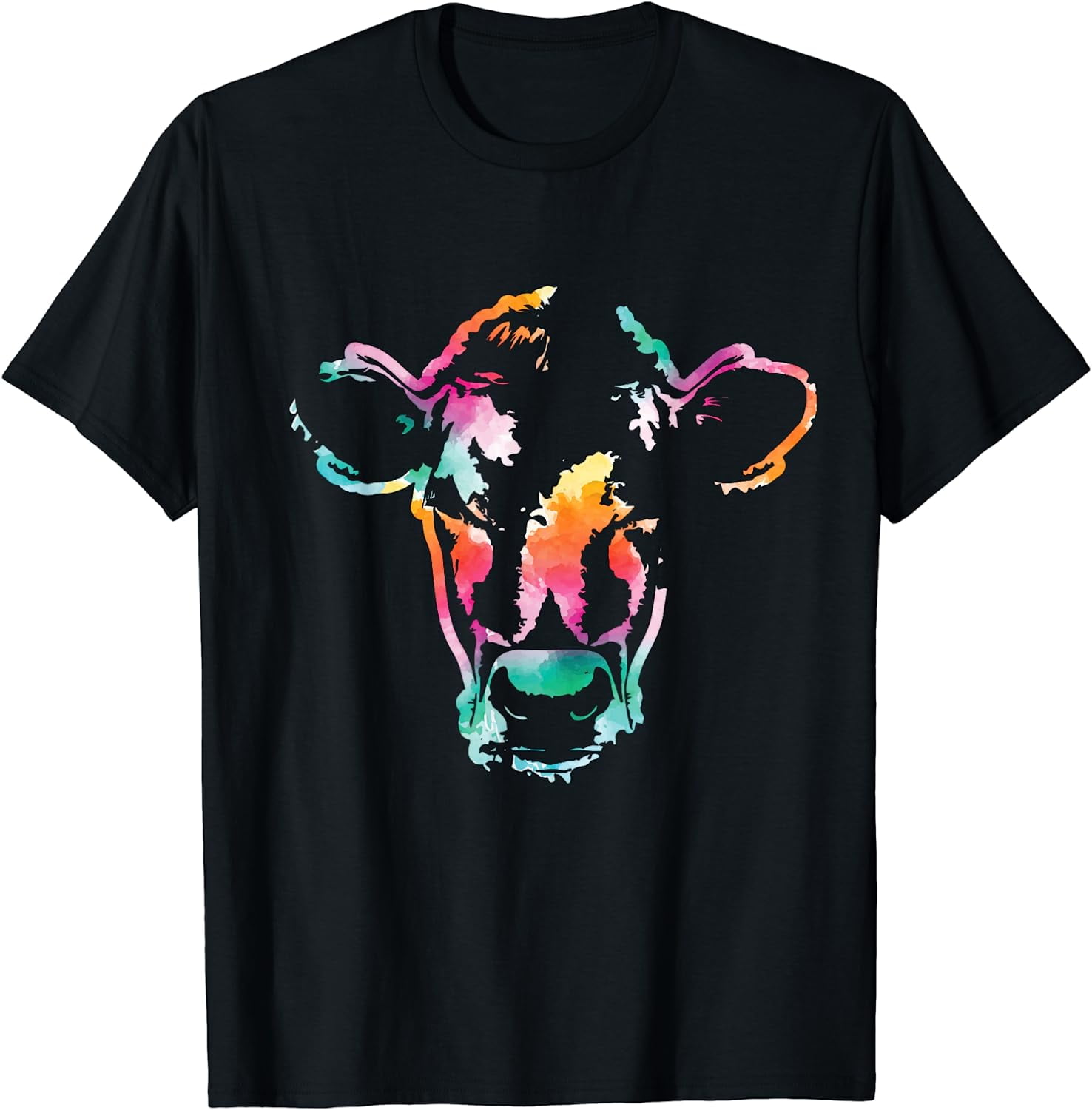 ◆LEE◆ Kansas Cow Watercolor Graphic T-Shirt White Cow Art Head Gift Watercolor T-Shirt - Walmart.com