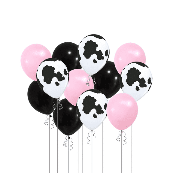Cow Balloons, Barnyard Birthday Party, Farm Party Ideas And Balloon Decorations, Pink and black mix 24 count