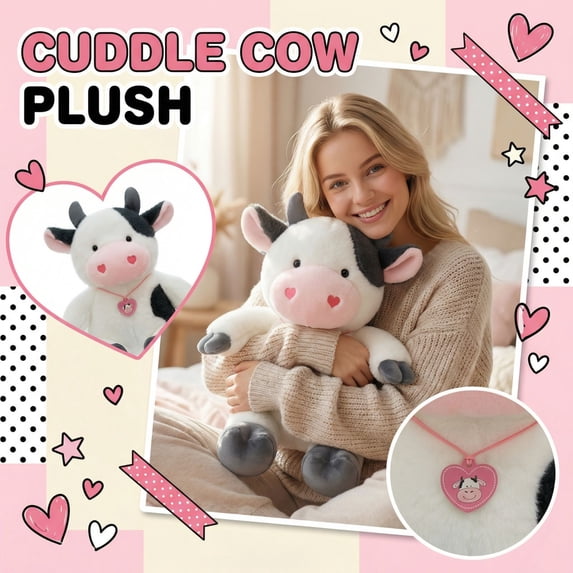 Cow Bedtime Stuffed Animals Toys for Kids Comfort Soft Plushies Fluffy Cute Lifelike Animal Doll Plushie Toys Birthday Easter Gifts Friends