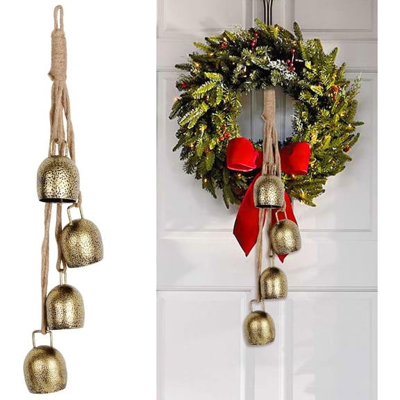 Cow Bell,Bells Ornament 2024,Christmas Bells for Decoration,Decorative Bells,Metal Tibetan Inspired Meditation Decorative Cow Bell with Jute Hanging Rope