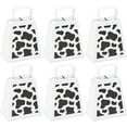 Cow Bells with Handles, Cow Print Noise Makers (4 Inches, 6 Pack