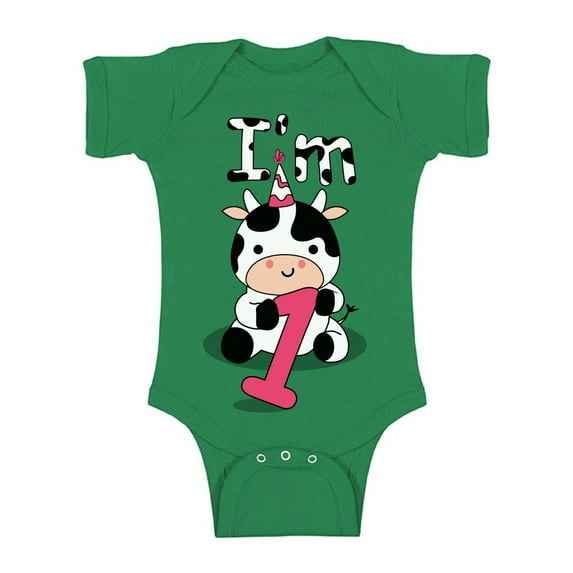 Cow Birthday Baby Bodysuit Short Sleeve Cute Cow I'm One Gifts for 1 Year Old First Birthday Shirt 1st Year Old Shirt My 1st Birthday Gifts for Birthday Boy Girl Birthday Gifts