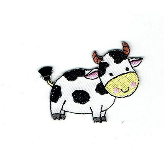 Cow - Black/White - Facing Right - Holstein Dairy - Iron On Applique/Embroidered Patch