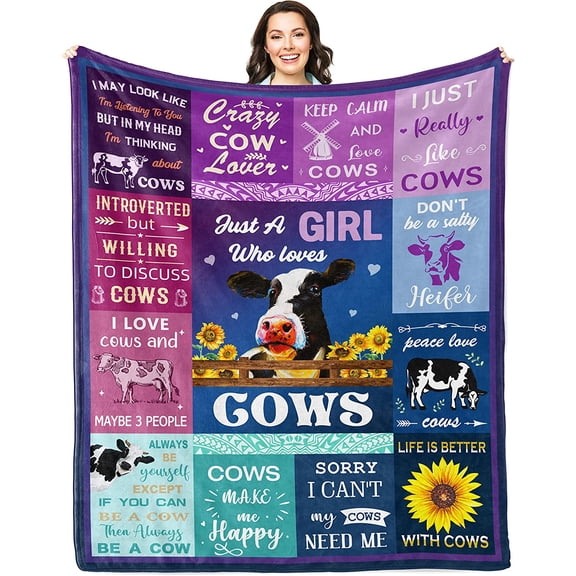 Cow Blanket 60"x50", Cow Gifts for Women, Cow Gifts for Cow Lovers, Cow Christmas Decor, Cow Party Decorations, Cow Print Blanket, Cow Birthday Decorations, Cow Themed Gifts for Women