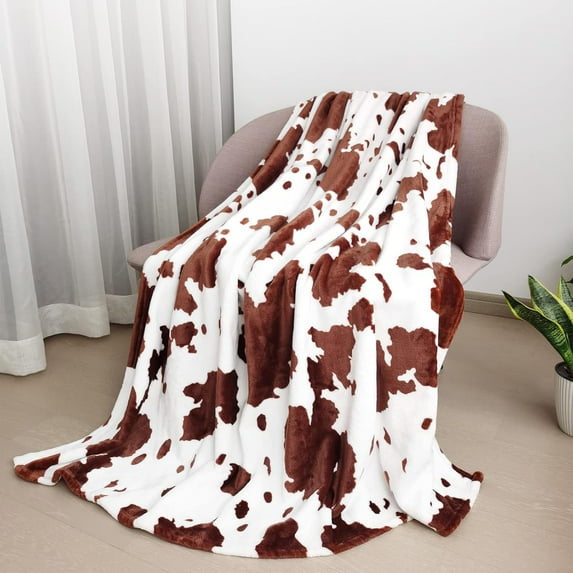 Cow Blanket, Brown Cow Print Blanket for Kids Adults, Soft Cow Blankets and Throws Cowhide Decor for Couch Sofa Bed (Cow-2 Brown, 40x50)