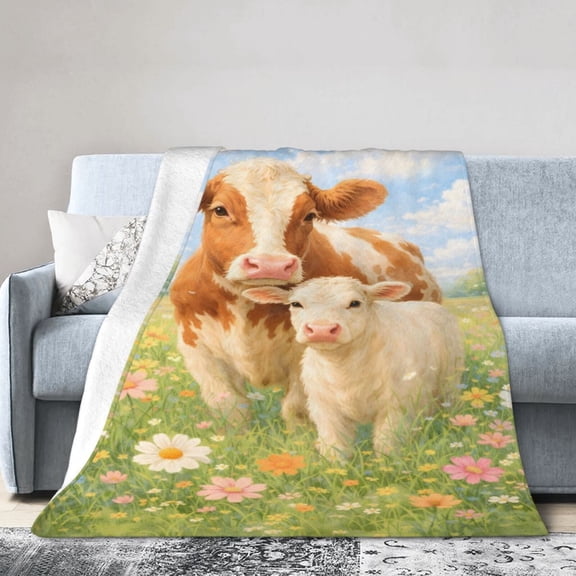 Cow Blanket Gift Throw Blanket Cozy Soft Farm Animal Pattern Blanket Gift for Animal Lover Country Farmhouse Home Decor 50x40