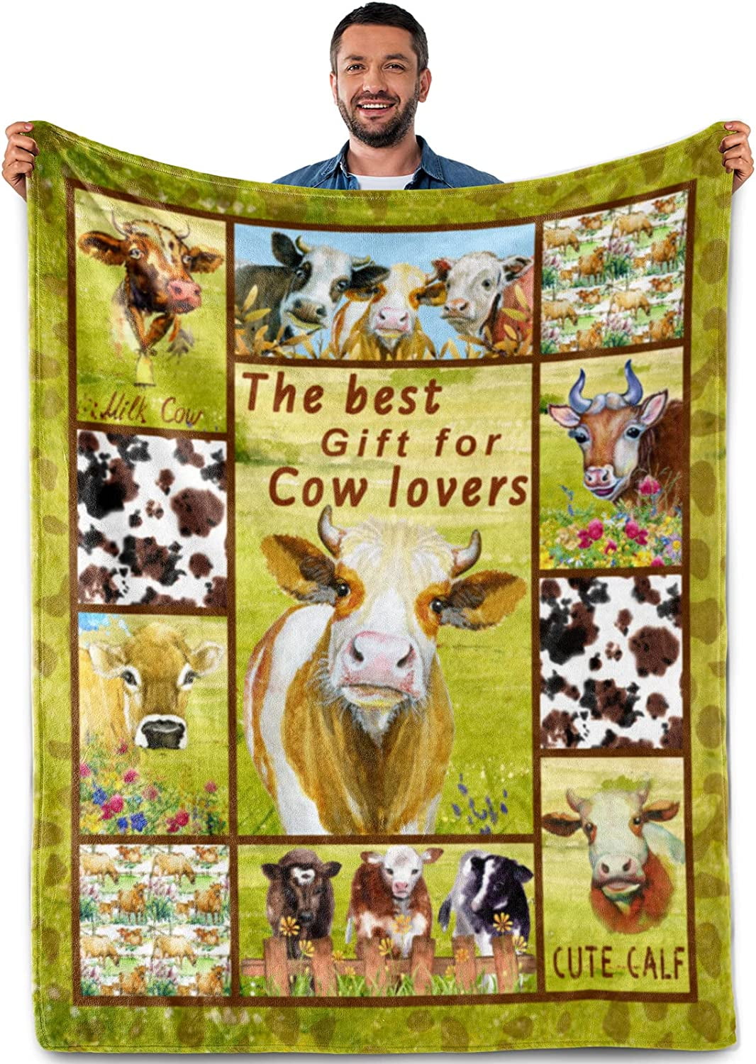 Cow Blanket Cow Gifts for Women, Cow Decor Bedding Farm Animal Cow