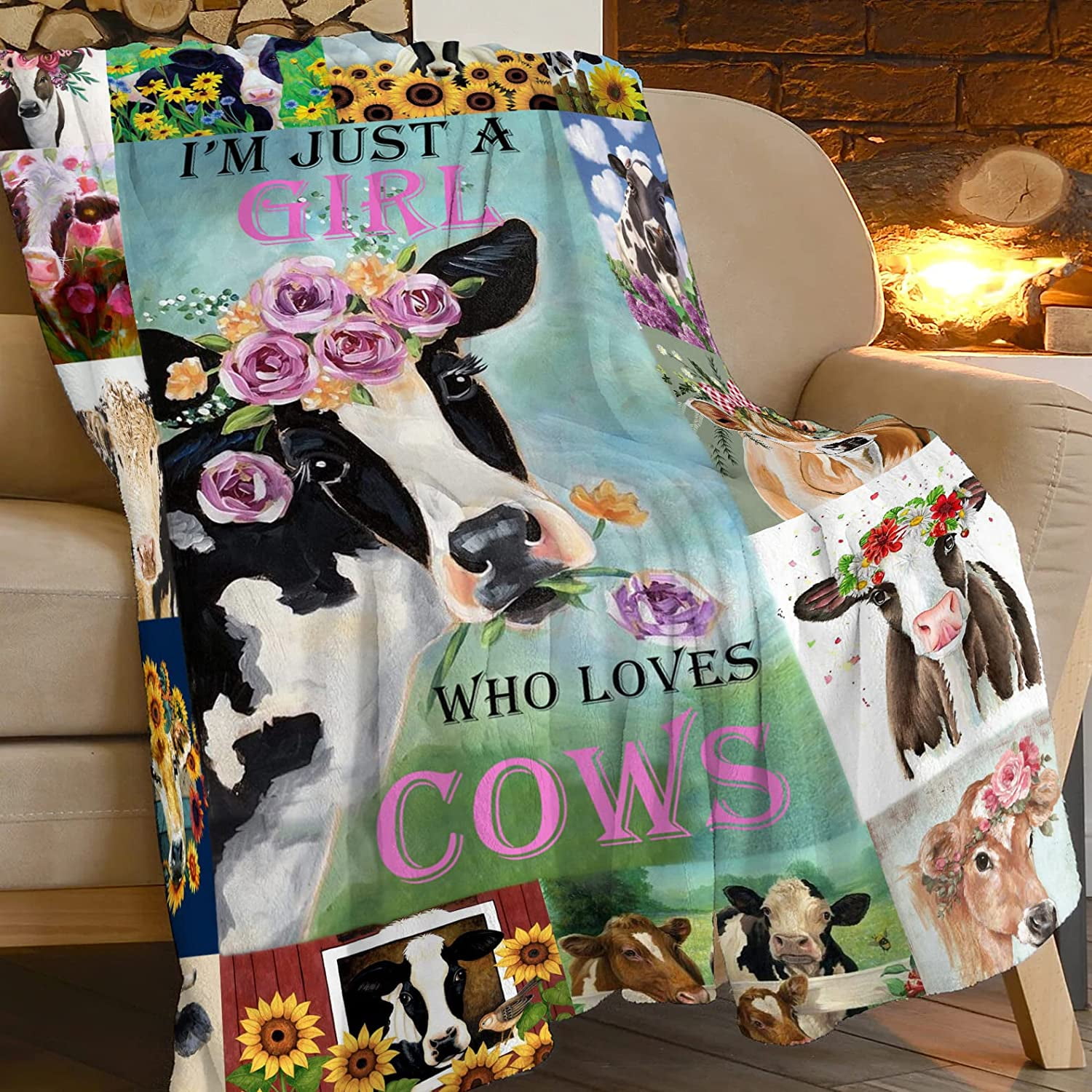 Cow Blanket Im Just A Girl Who Loves Cows Blanket Funny Farm Cow