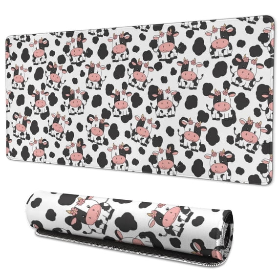 Cow and Bow White Pattern Extended Large Mouse Pad, Gaming Desk Pad ...