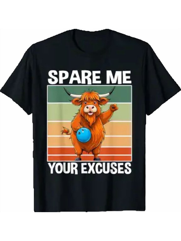 Cow Bowling Crew Bowler No Exuces Animal Bowling T-Shirt