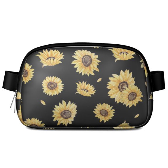 Cow & Bull Lovers Waist Bag – Artistic Farm Fanny Pack with Sunflower Floral Pattern, Cute Country Design