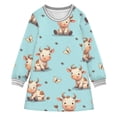 thumbnail image 1 of Cow Butterfly Pattern Girls'long-sleeved dress Thickened A-dress Warm Dress Basic Shirt Party Dresses, 1 of 2